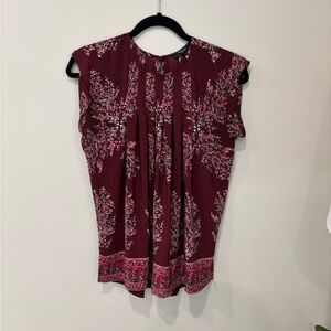 Madewell | Burgundy Floral Blouse | Size XS